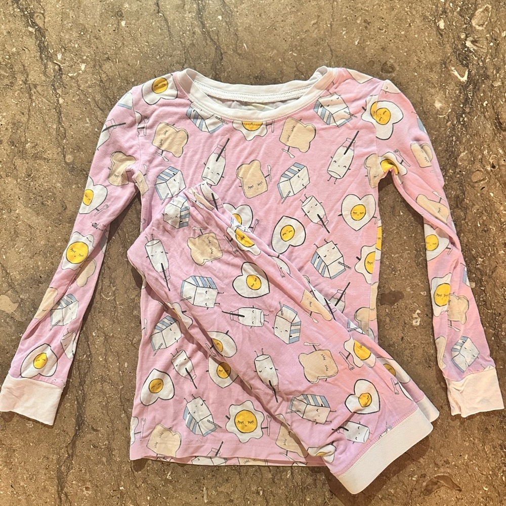 Little Sleepies Pink Pajamas with Breakfast Print